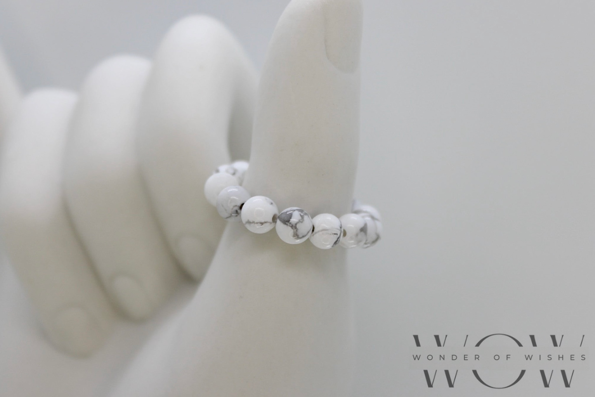 Ring Natursteinperlen (3-4mm) Marmoroptik