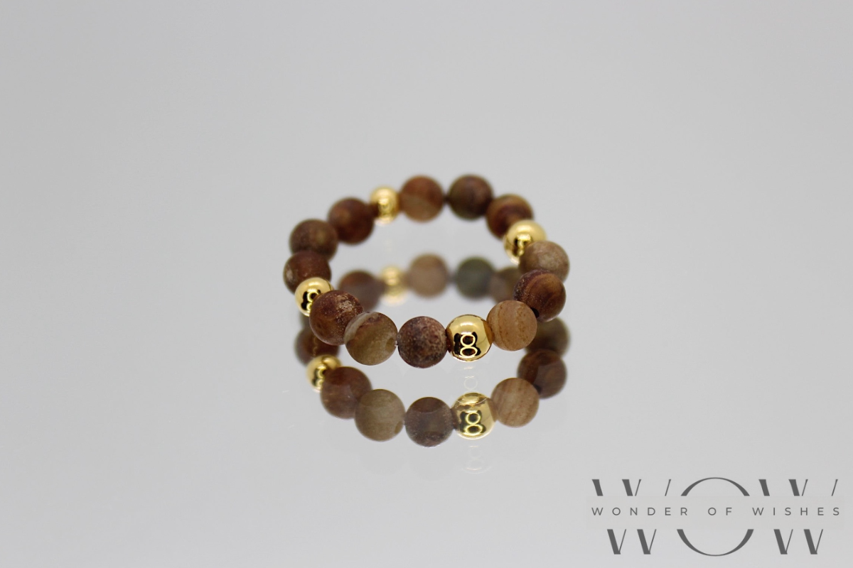 Ring aus Natursteinperlen (3-4mm) mit nickelfreiem Material