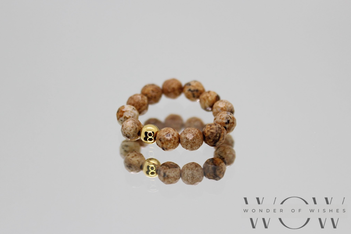 Ring aus Natursteinperlen (3-4mm) mit nickelfreiem Material