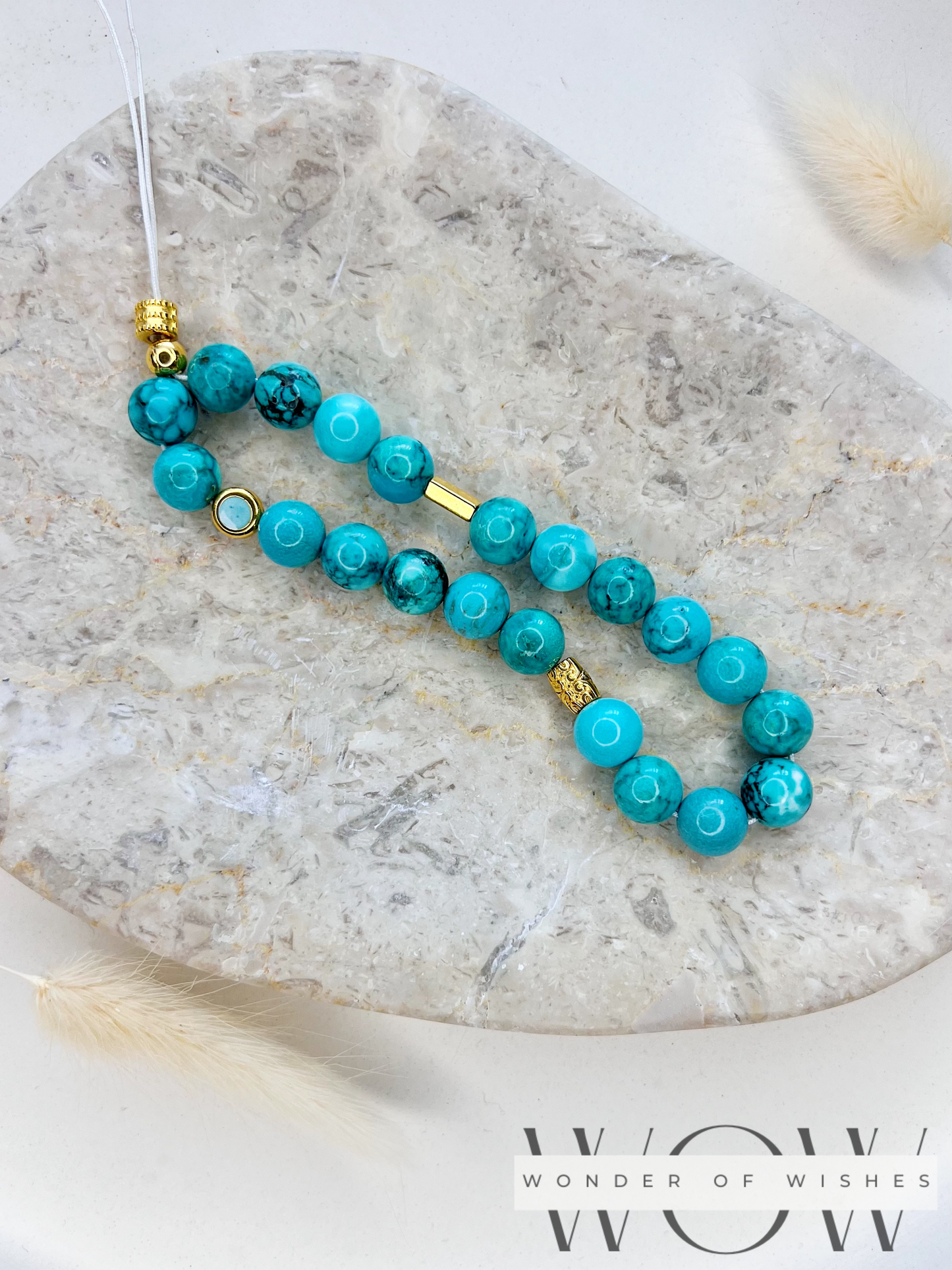 Naturstein Blauer Türkis Handykette