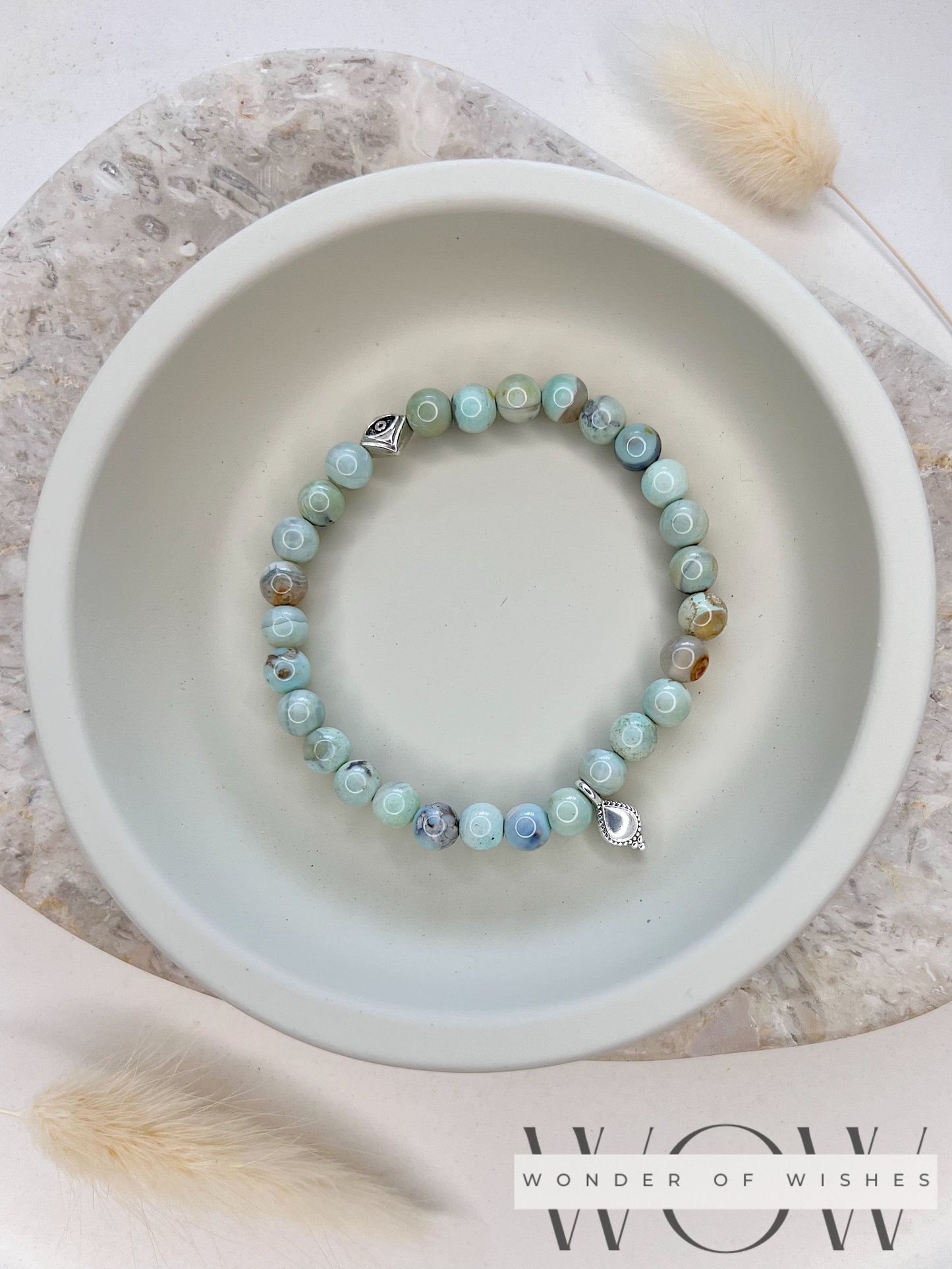 Naturstein Blauer Achat Frauen Armband