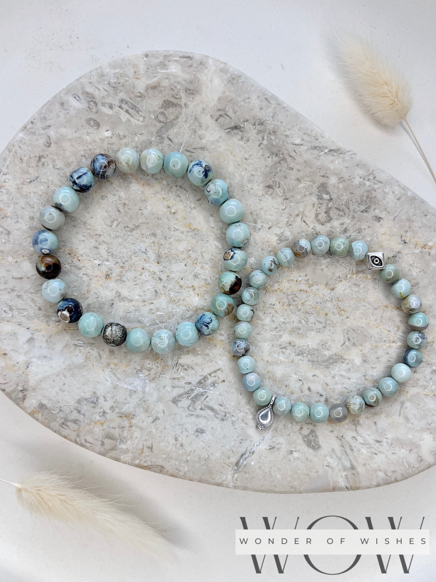 Naturstein Blauer Achat Frauen Armband