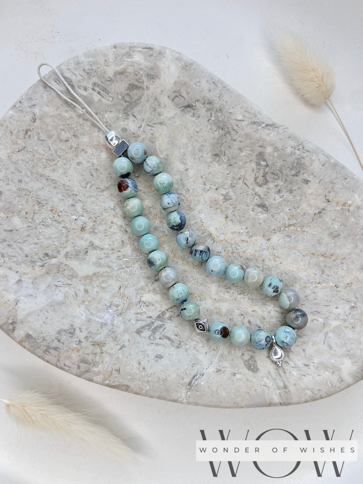 Naturstein Blauer Achat Handykette