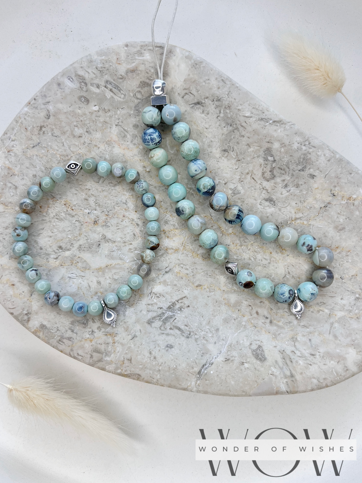 Naturstein Blauer Achat Handykette