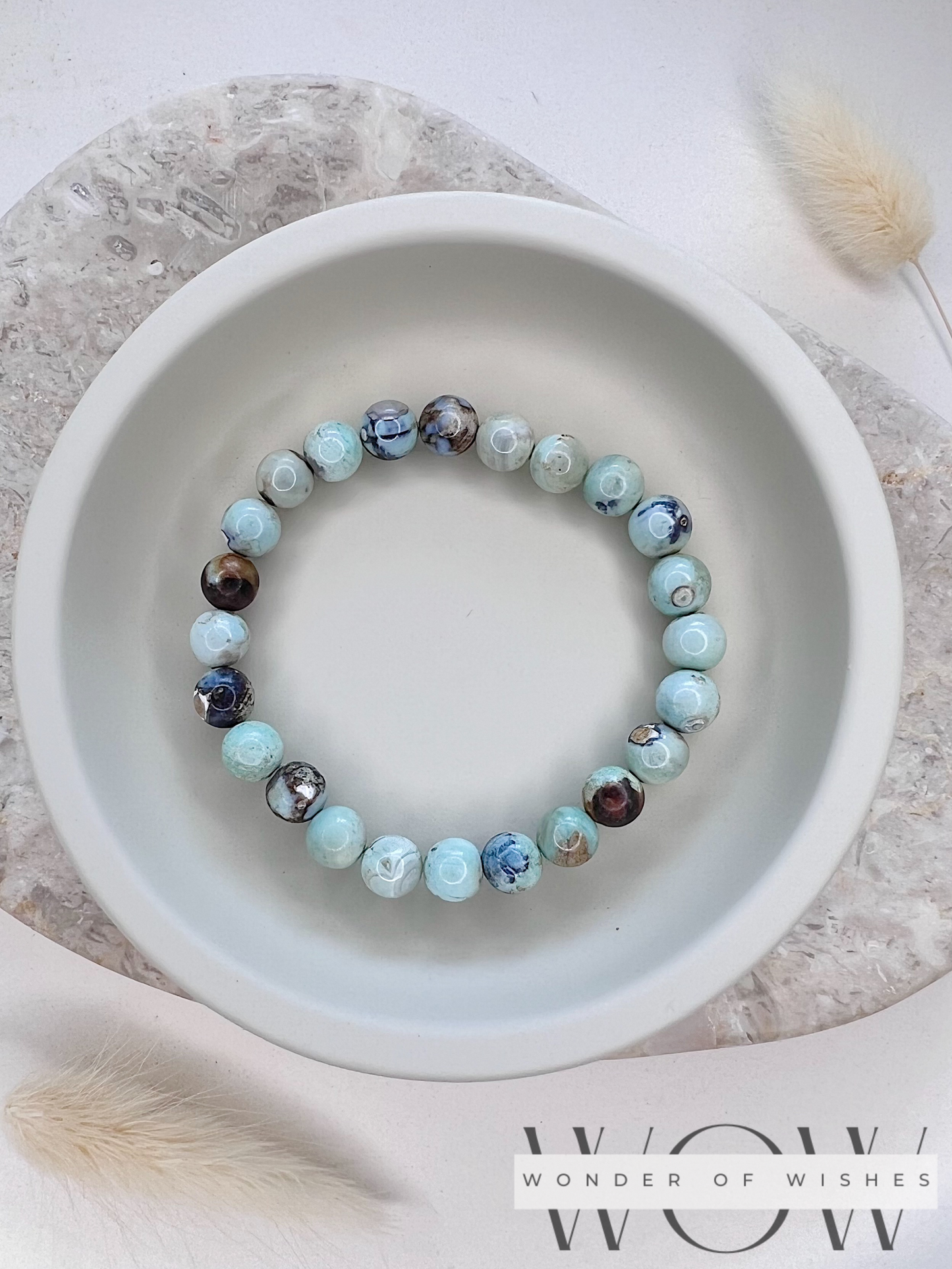 Naturstein Blauer Achat Herren Armband