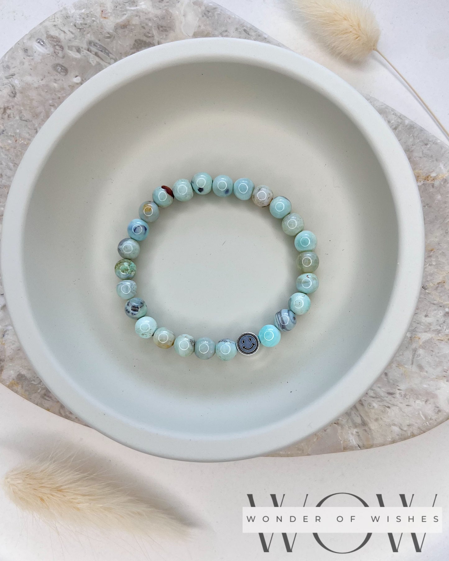 Naturstein Blauer Achat Kinder Armband