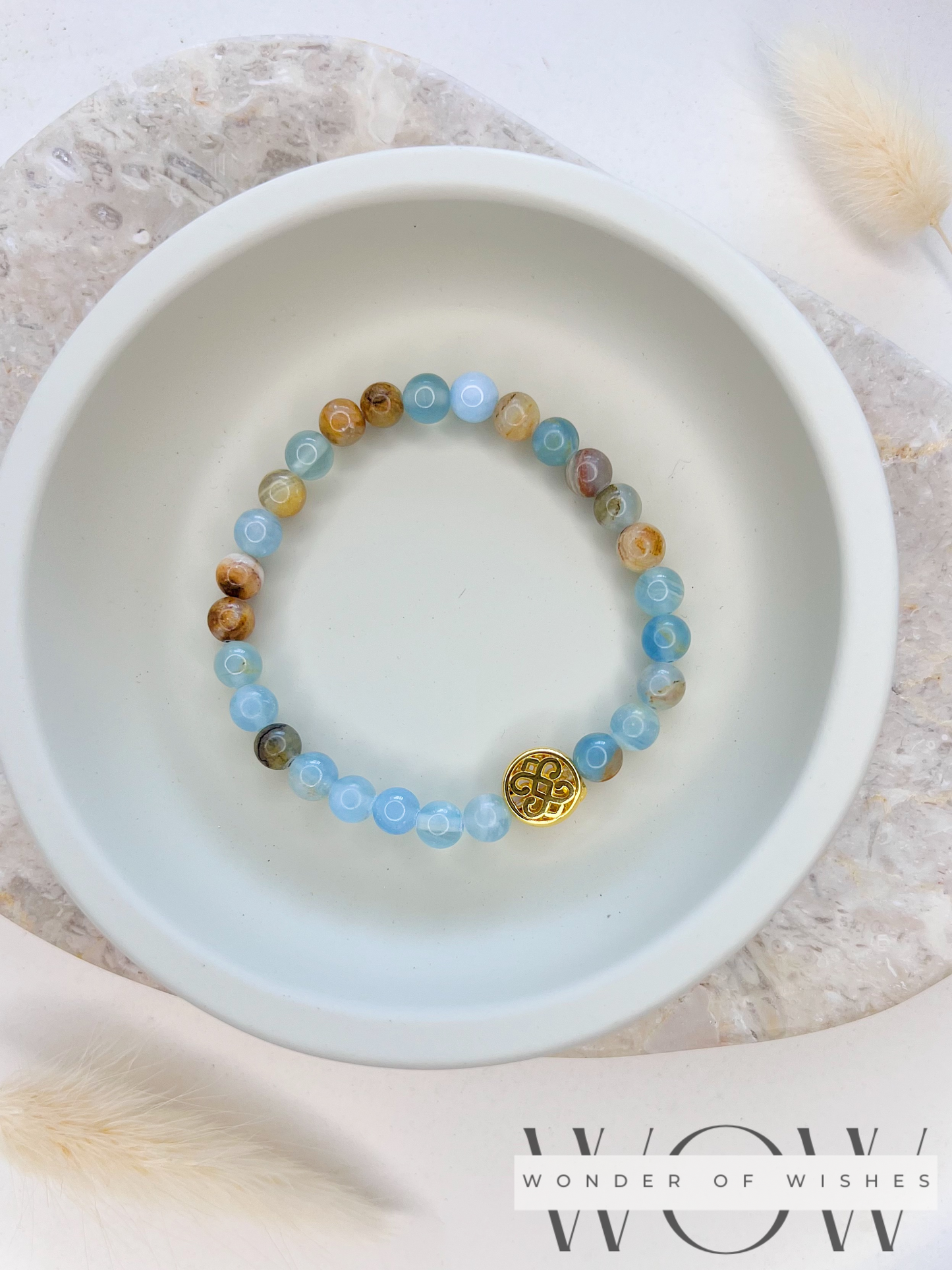 Naturstein Blauer Onyx Frauen Armband