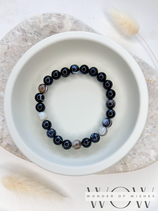 Naturstein Botswana Achat Herren Armband