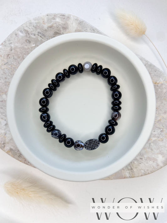 Naturstein Botswana Achat Herren Armband