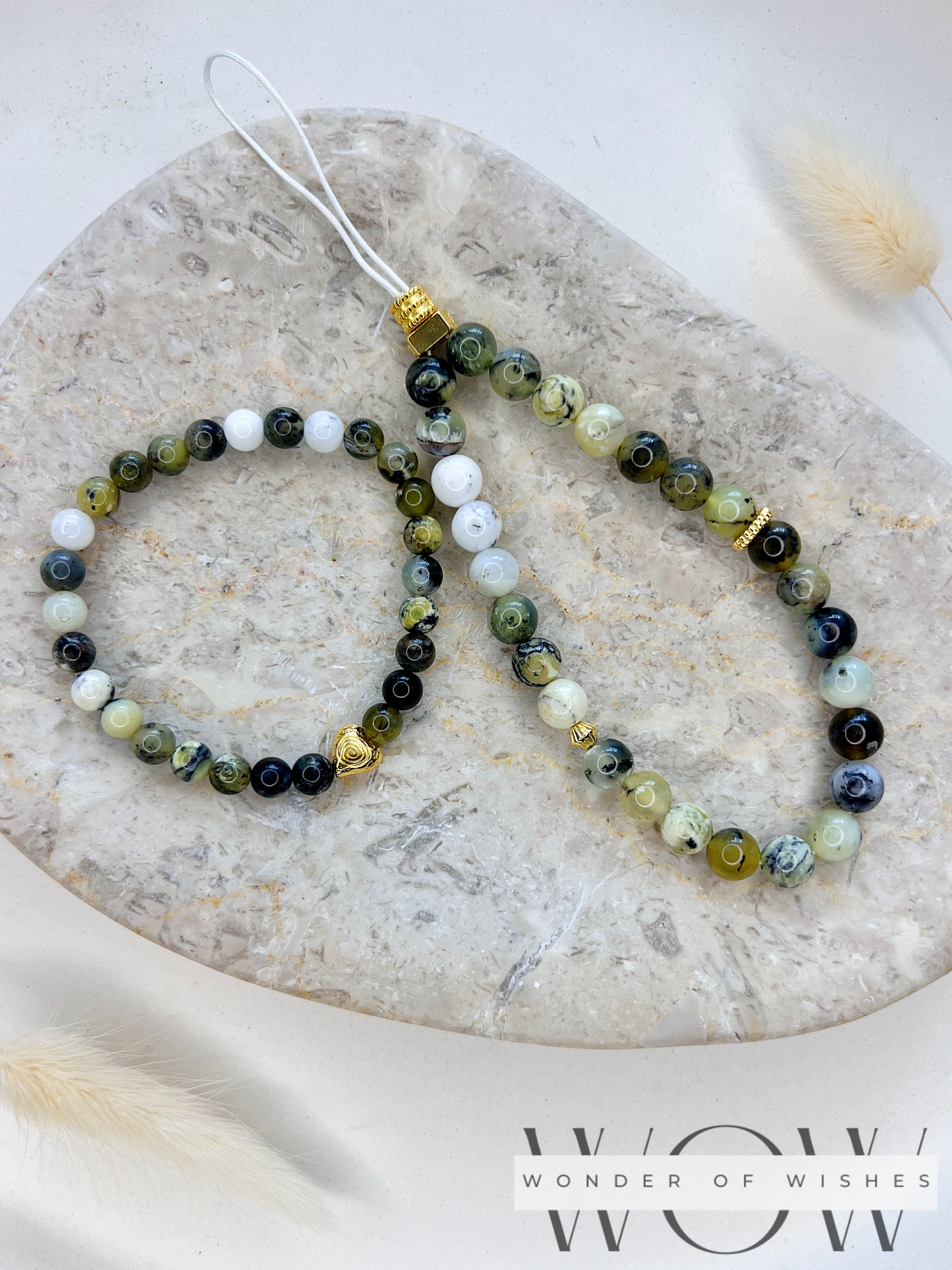 Naturstein Grüner Opal Handykette