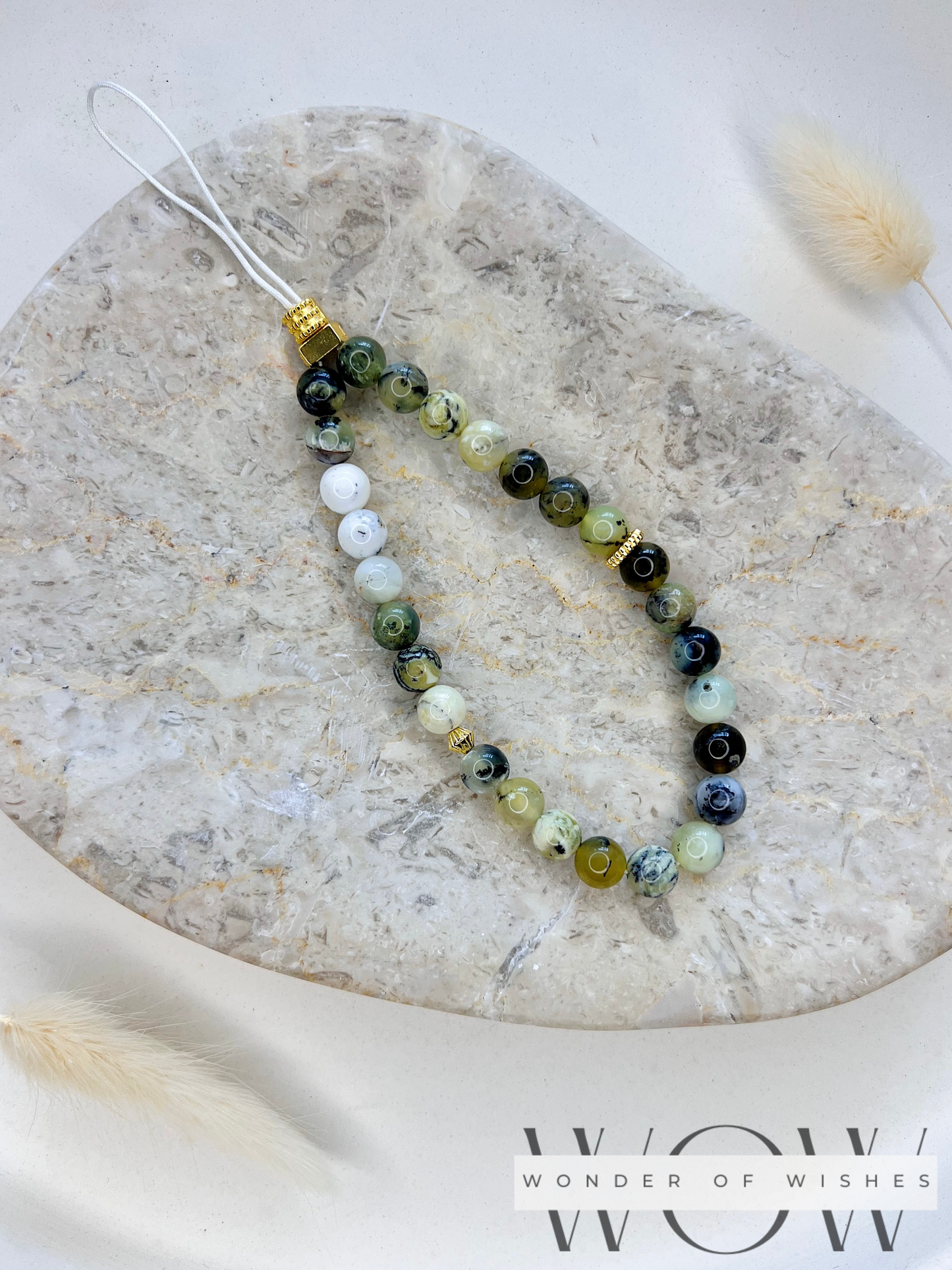 Naturstein Grüner Opal Handykette