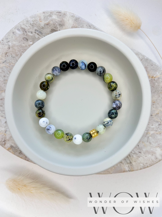 Naturstein Grüner Opal Herren Armband