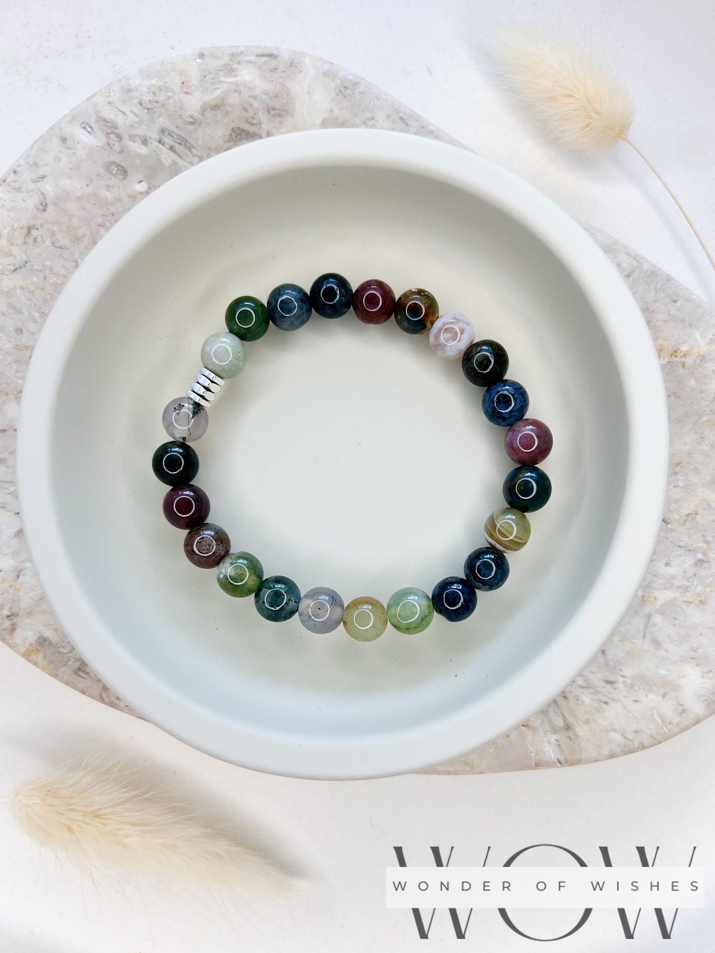 Naturstein Indischer Achat Herren Armband