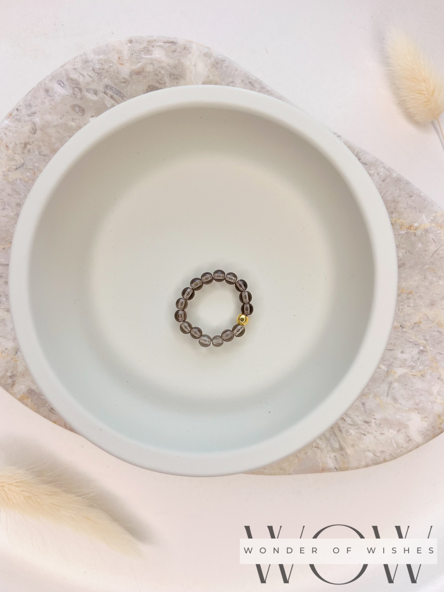 Naturstein Rauchquarz Perlenring