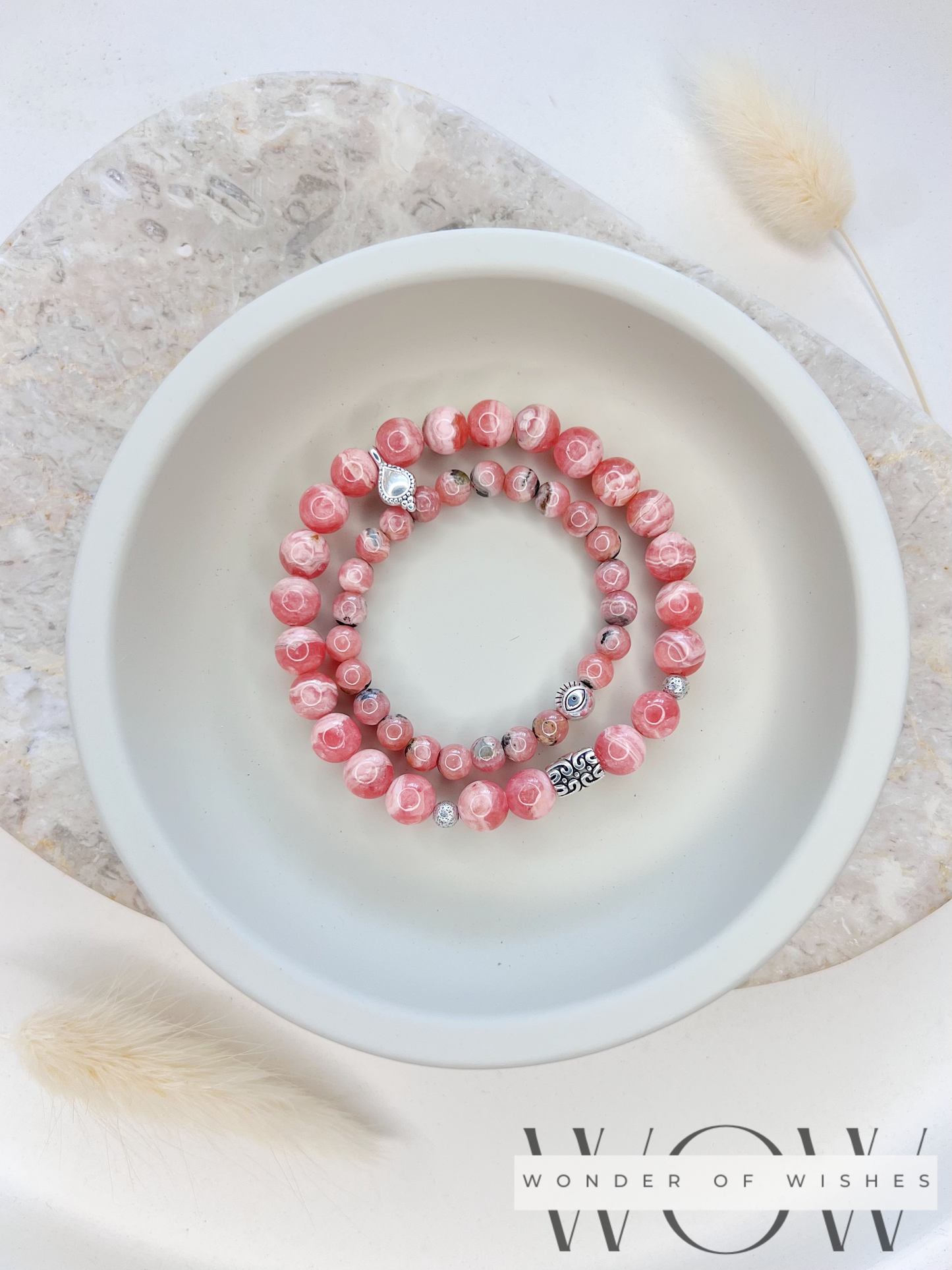 Naturstein Rhodonit Baby Armband