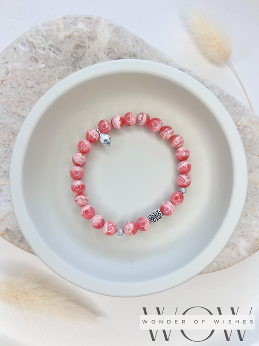 Naturstein Rhodonit Frauen Armband