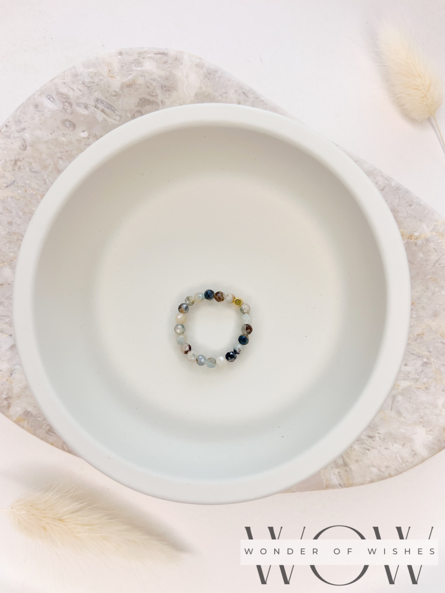 Naturstein Smaragd Perlenring